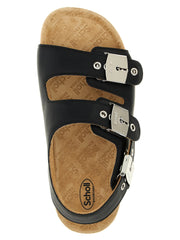 Balenciaga Black Calfskin Flat Sandals
