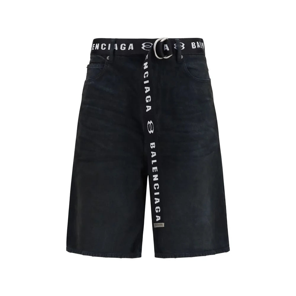 Balenciaga Black Cotton Bermuda Shorts