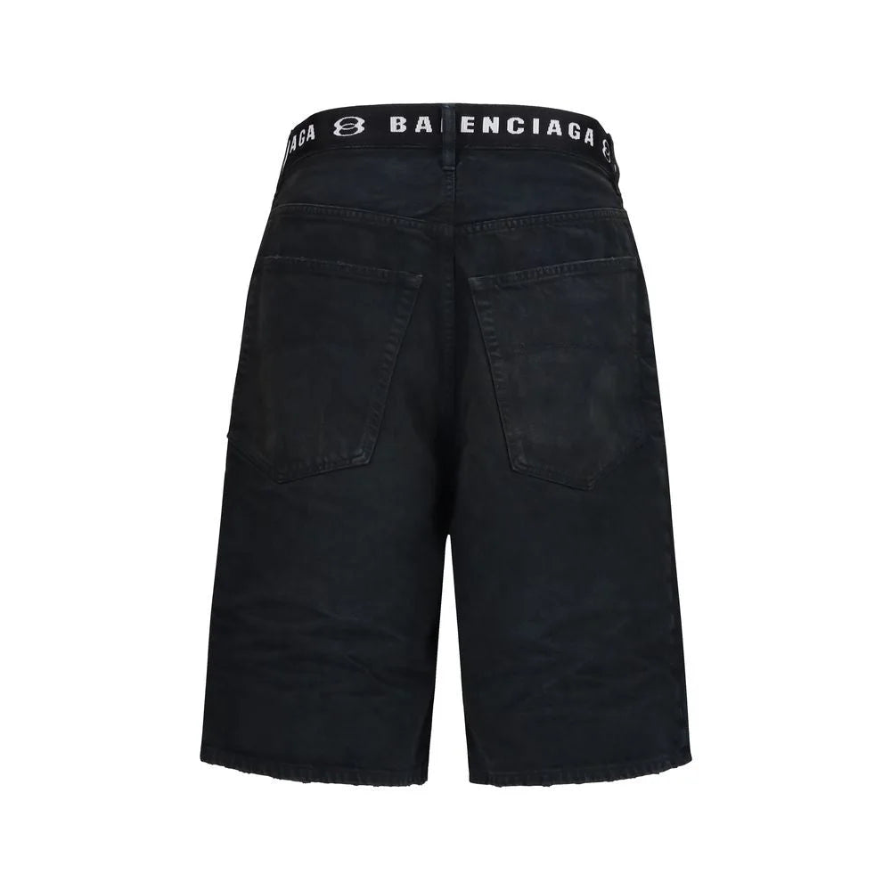 Balenciaga Black Cotton Bermuda Shorts
