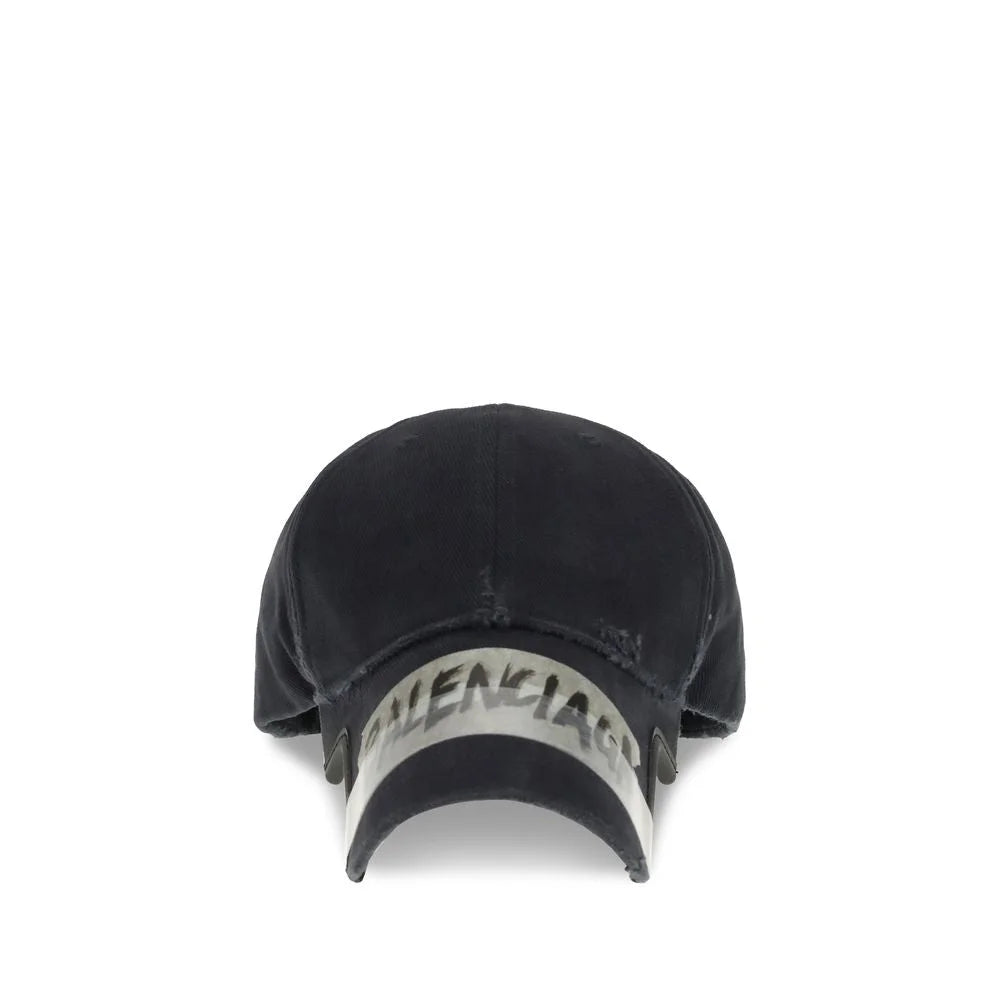 Balenciaga Black Cotton Cap (Baseball Hat)