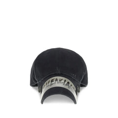 Balenciaga Black Cotton Cap (Baseball Hat)