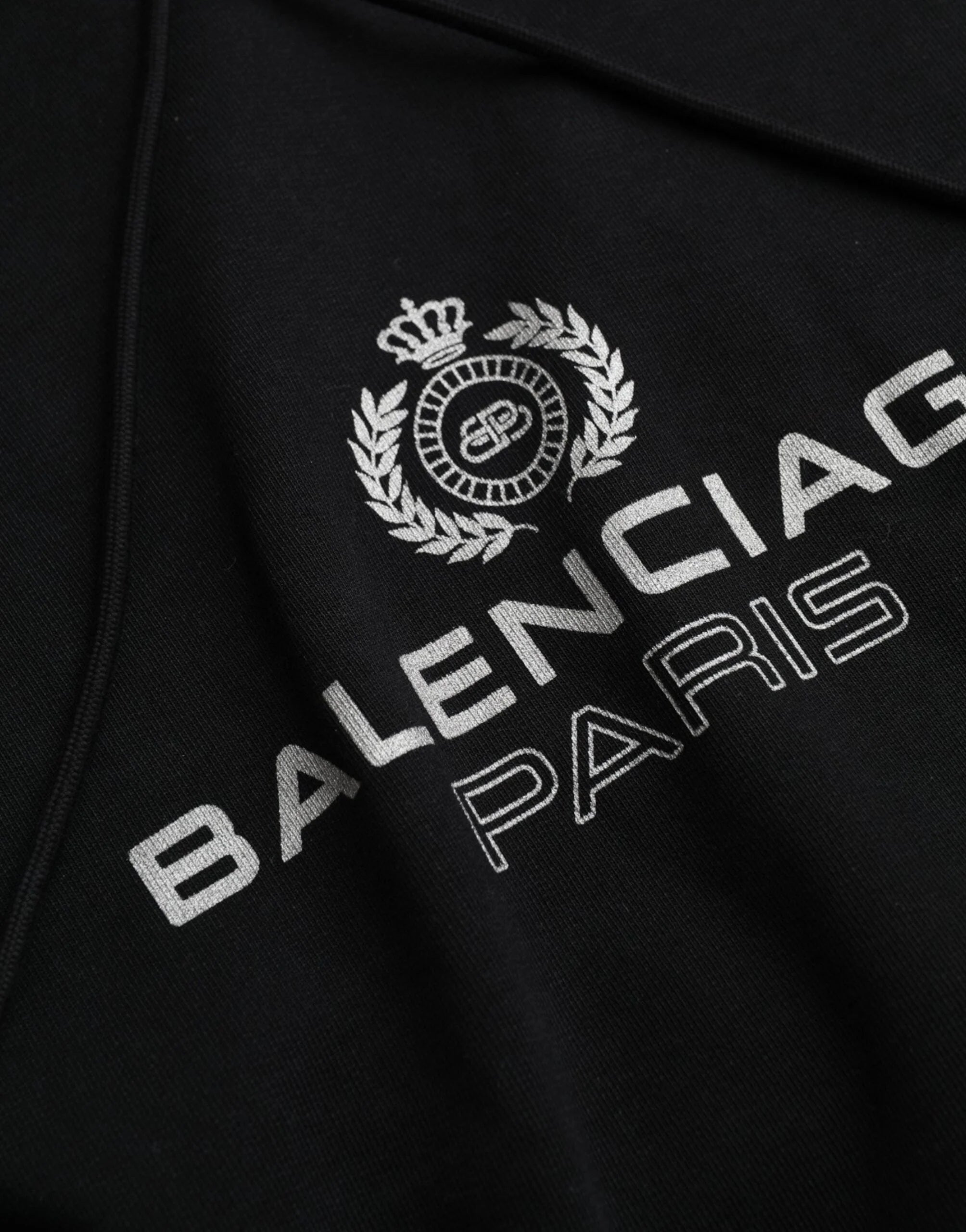 Balenciaga Black Cotton Logo Hooded Pullover Sweatshirt Sweater - XS - Hoodies