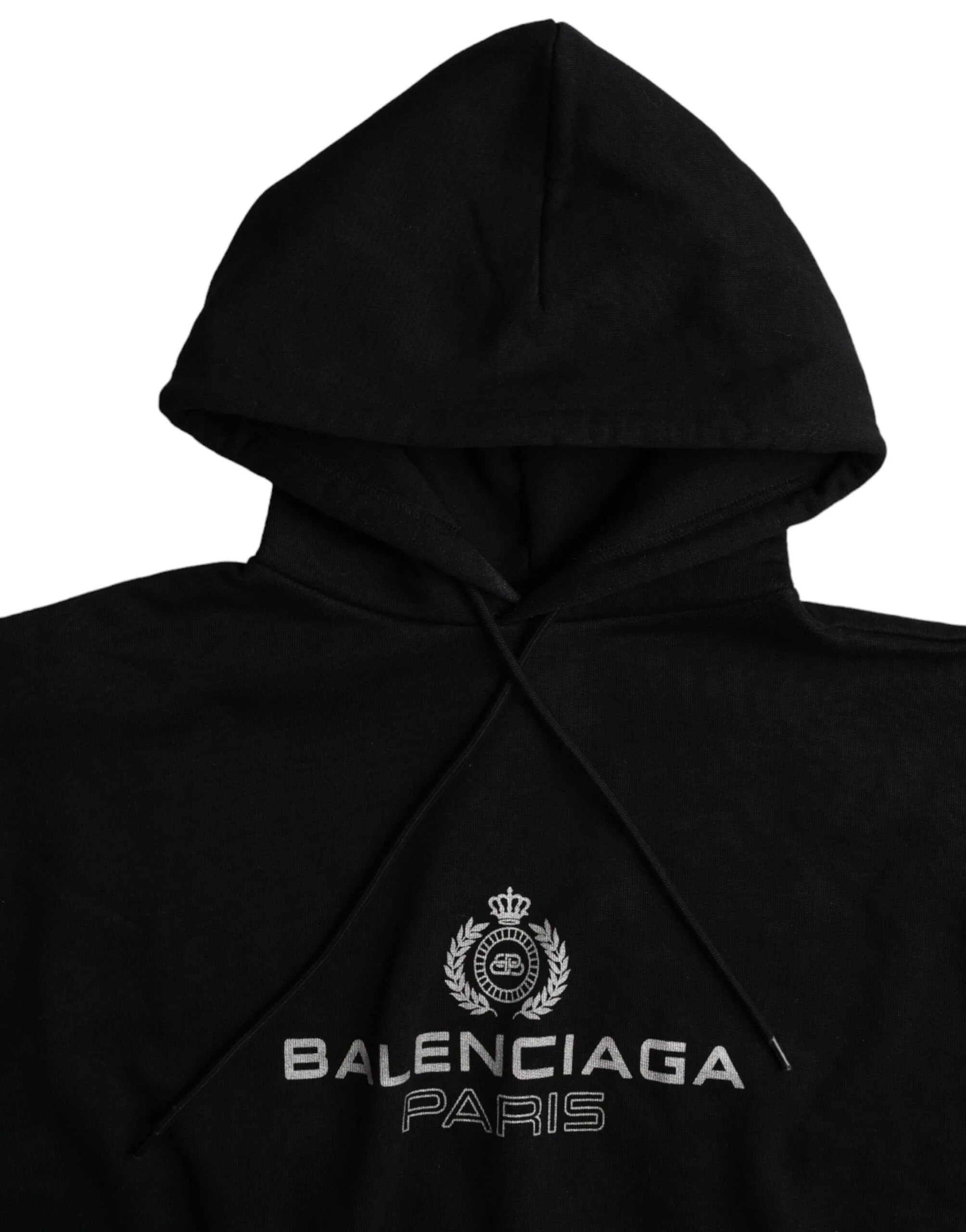 Balenciaga Black Cotton Logo Hooded Pullover Sweatshirt Sweater - XS - Hoodies