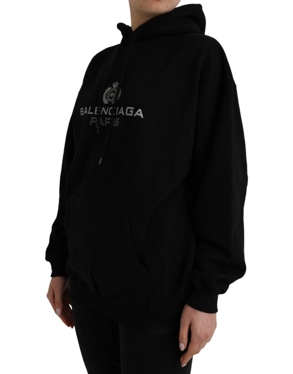 Balenciaga Black Cotton Logo Hooded Pullover Sweatshirt Sweater - XS - Hoodies