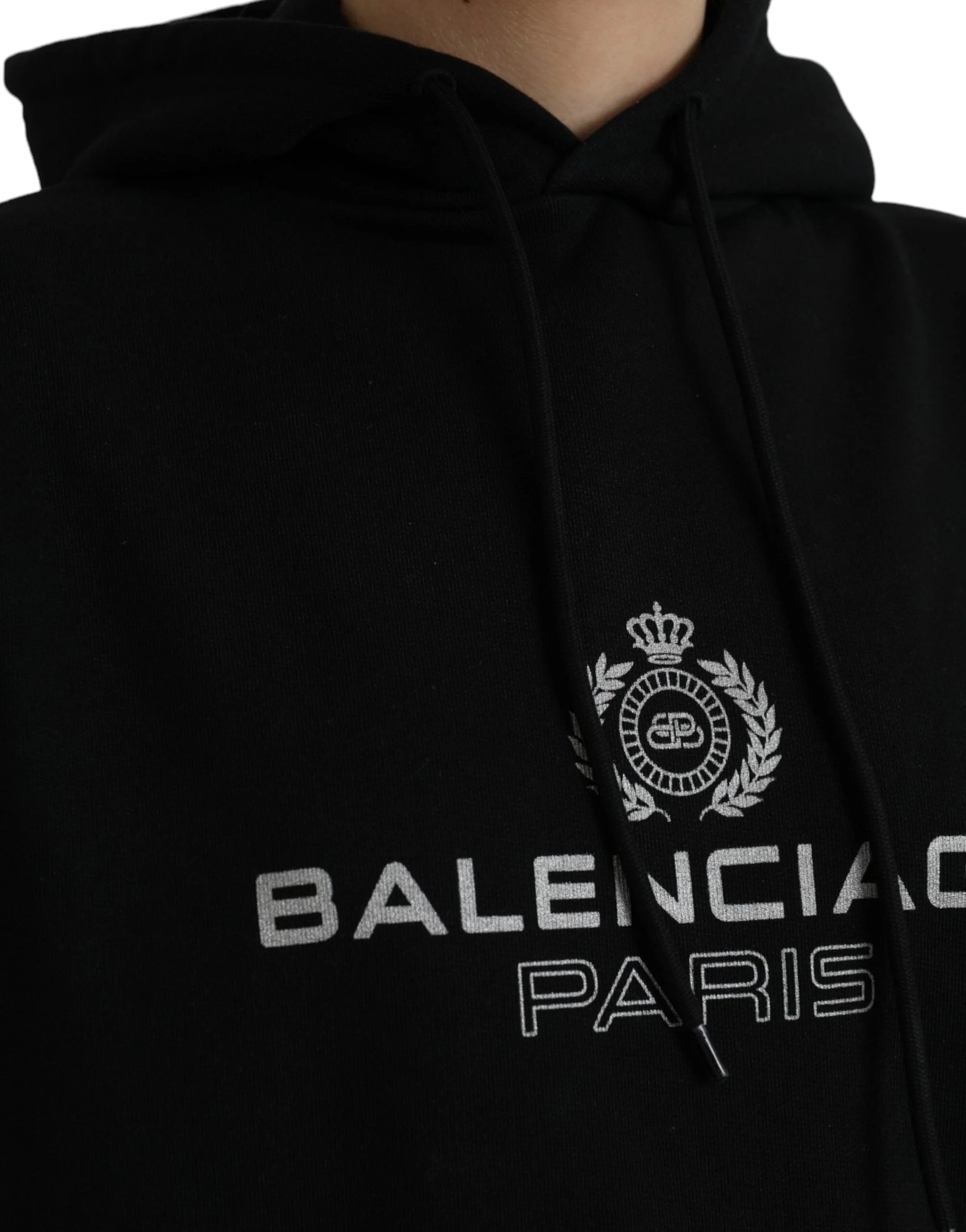 Balenciaga Black Cotton Logo Hooded Pullover Sweatshirt Sweater - XS - Hoodies