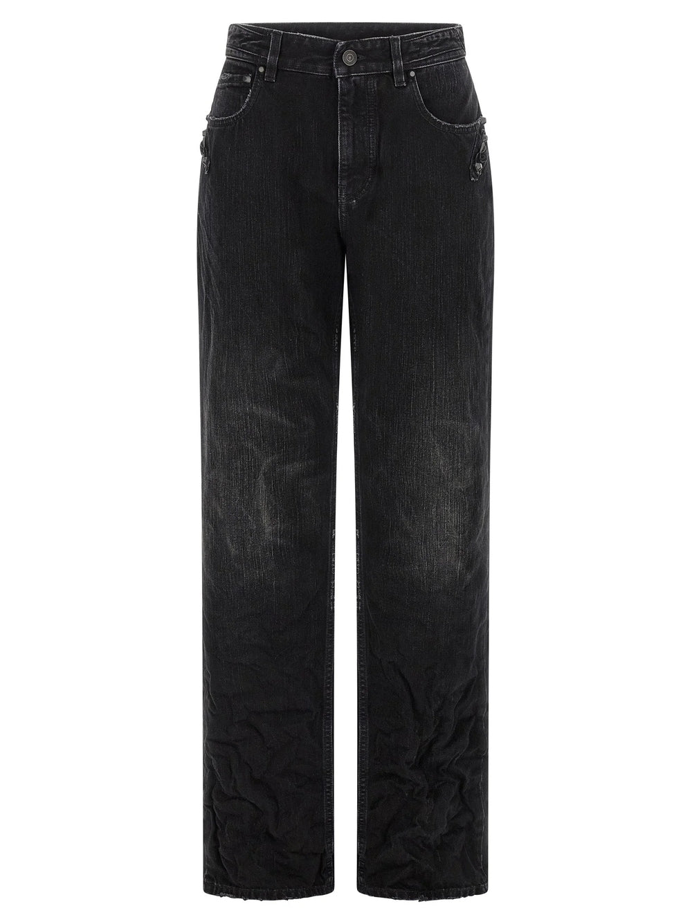 Balenciaga Black Cotton Straight-Leg Jeans