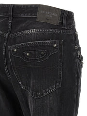 Balenciaga Black Cotton Straight-Leg Jeans