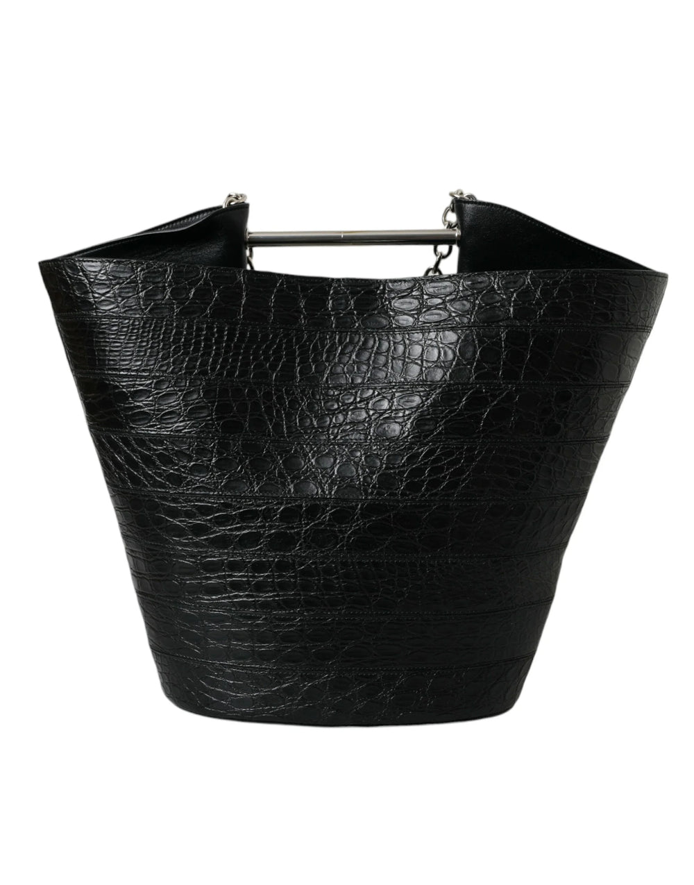 Balenciaga Black Exotic Skin Leather Maxi Bucket Tote Purse Bag - Bucket Bags