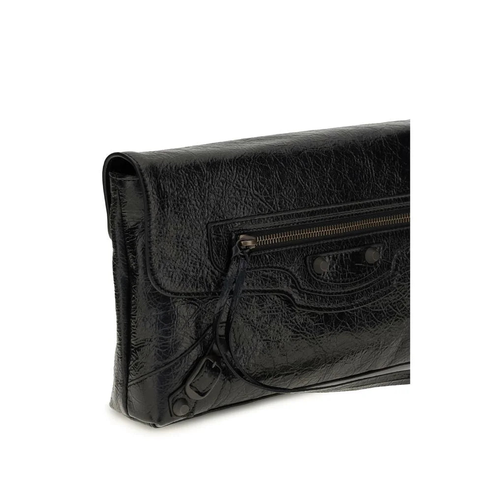 Balenciaga Black Lamb Ovis Aries Aries Clutch Bag