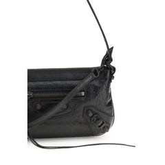 Bolsa de ombro Balenciaga preta em pele de cordeiro Ovis Aries Aries