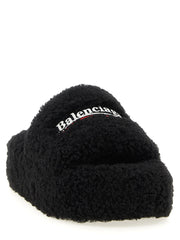 Balenciaga Black Polyester Slides