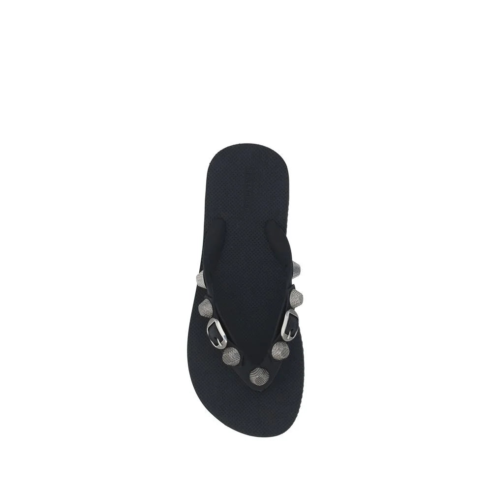 Balenciaga Black Polyurethane Flip-Flop Sandals