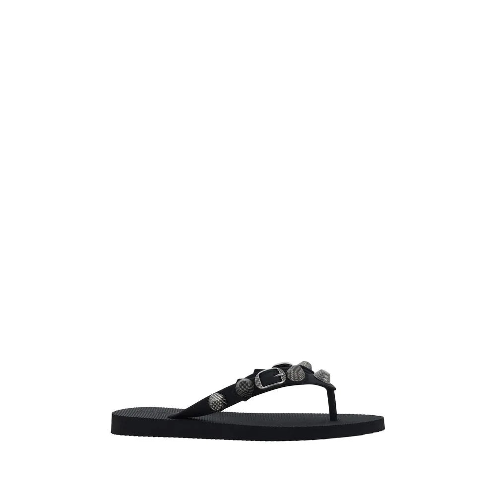 Balenciaga Black Polyurethane Flip-Flop Sandals