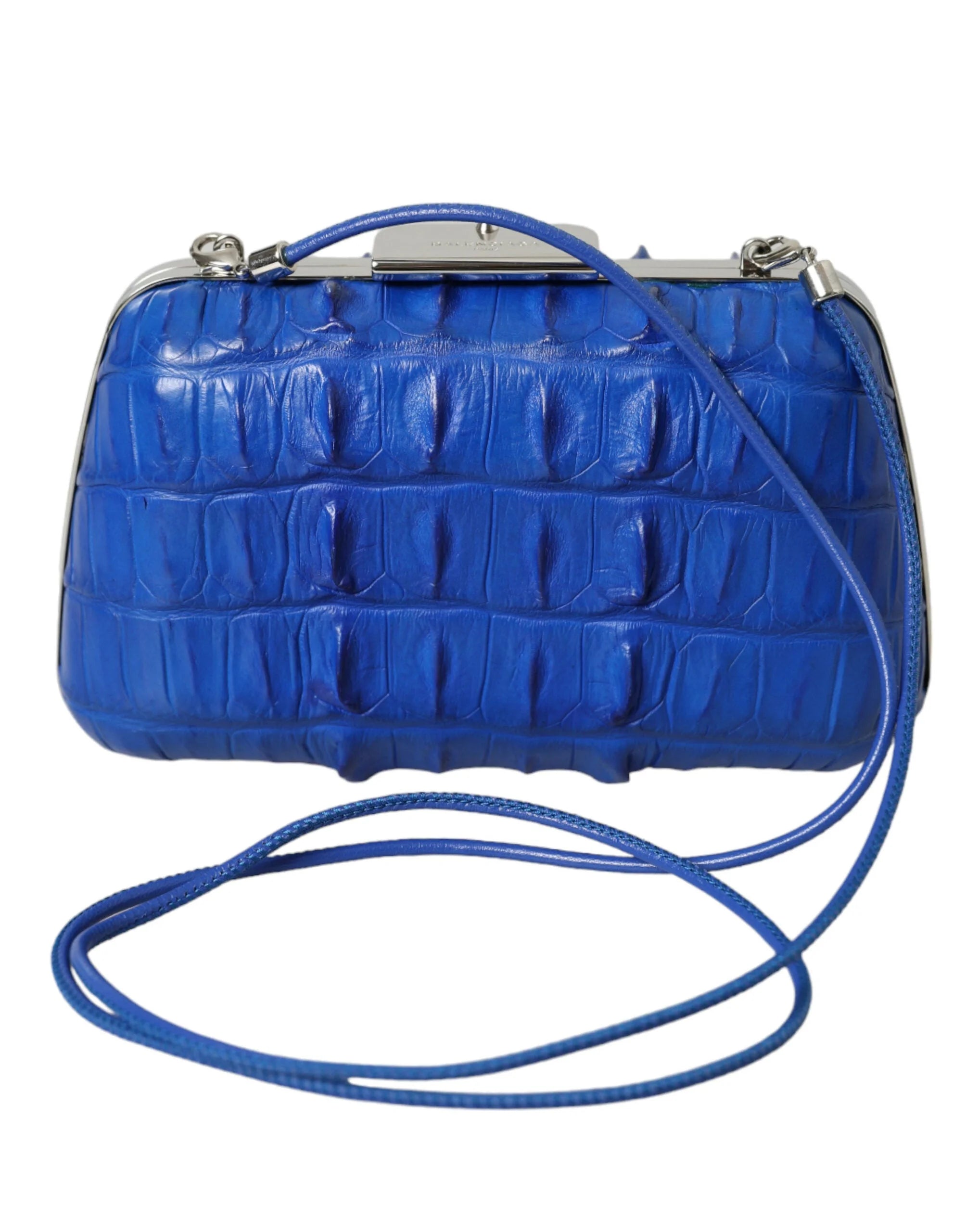 Balenciaga Blue Exotic Skin Leather Shoulder Crossbody Box Clutch Bag - Cross Body Bags