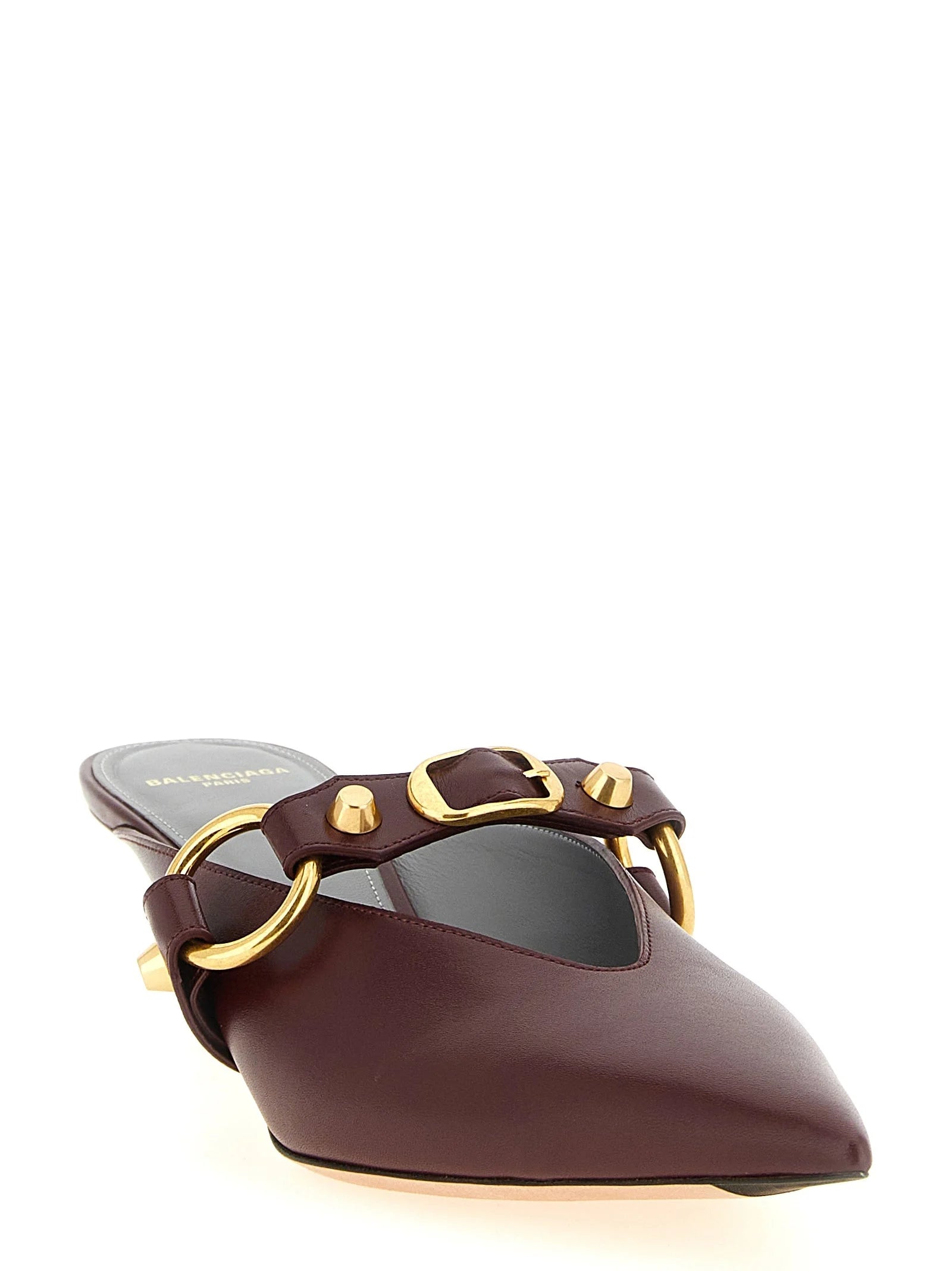 Balenciaga Bordeaux Calfskin Mid Heel Pumps