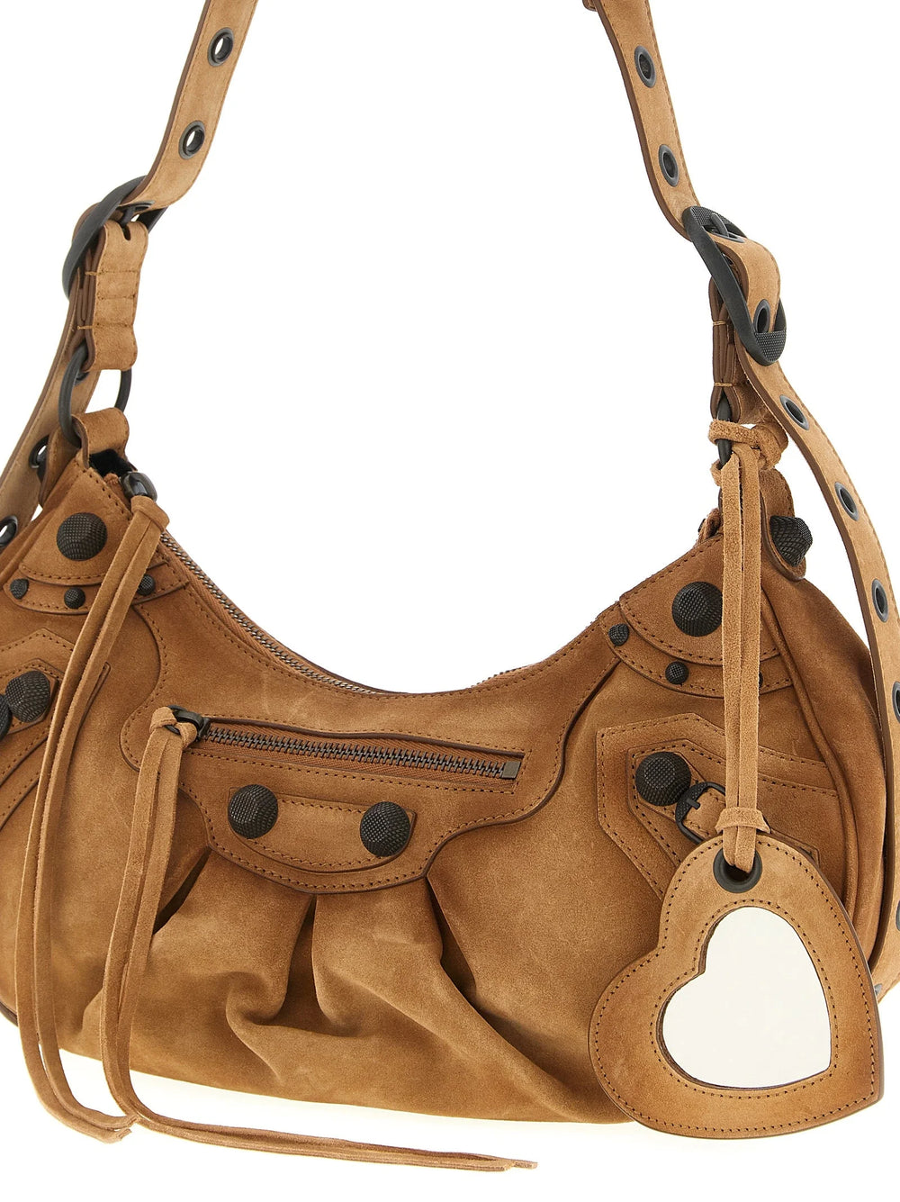 Rear view of the Balenciaga calfskin bag, showcasing the smooth leather texture and elegant, unadorned finish.