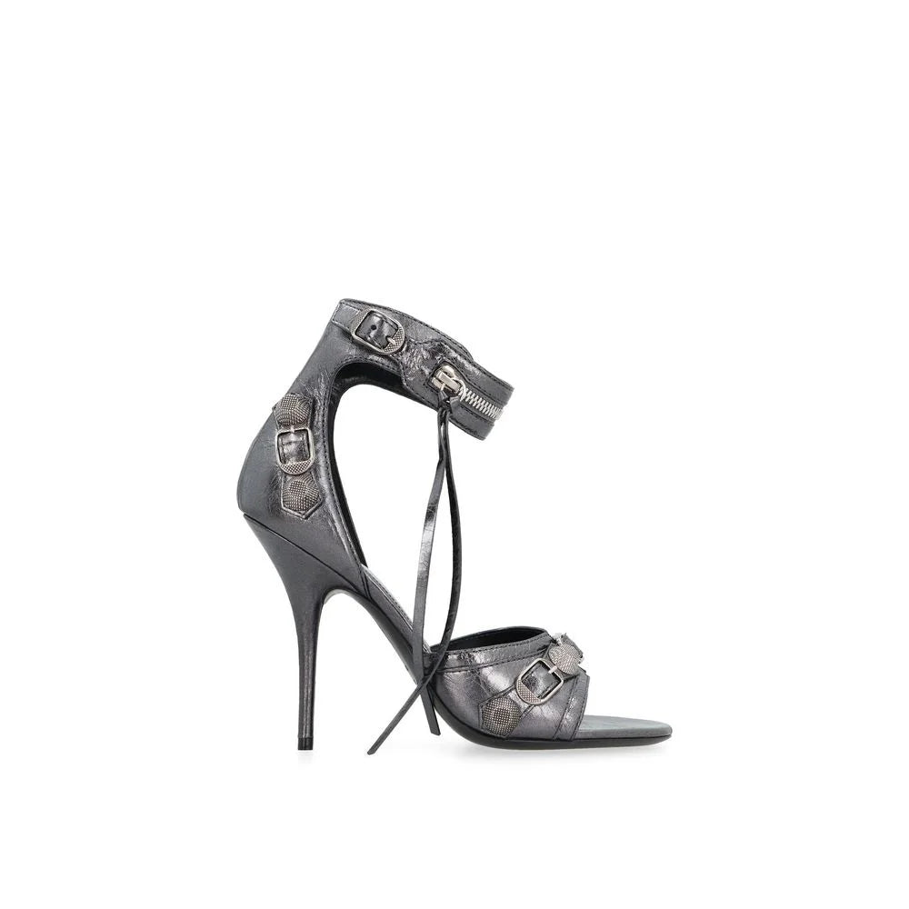 Balenciaga Gray Calfskin Stiletto Heel Sandals - EU40/US10