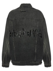 Balenciaga Gray Cotton Denim Jacket - 1