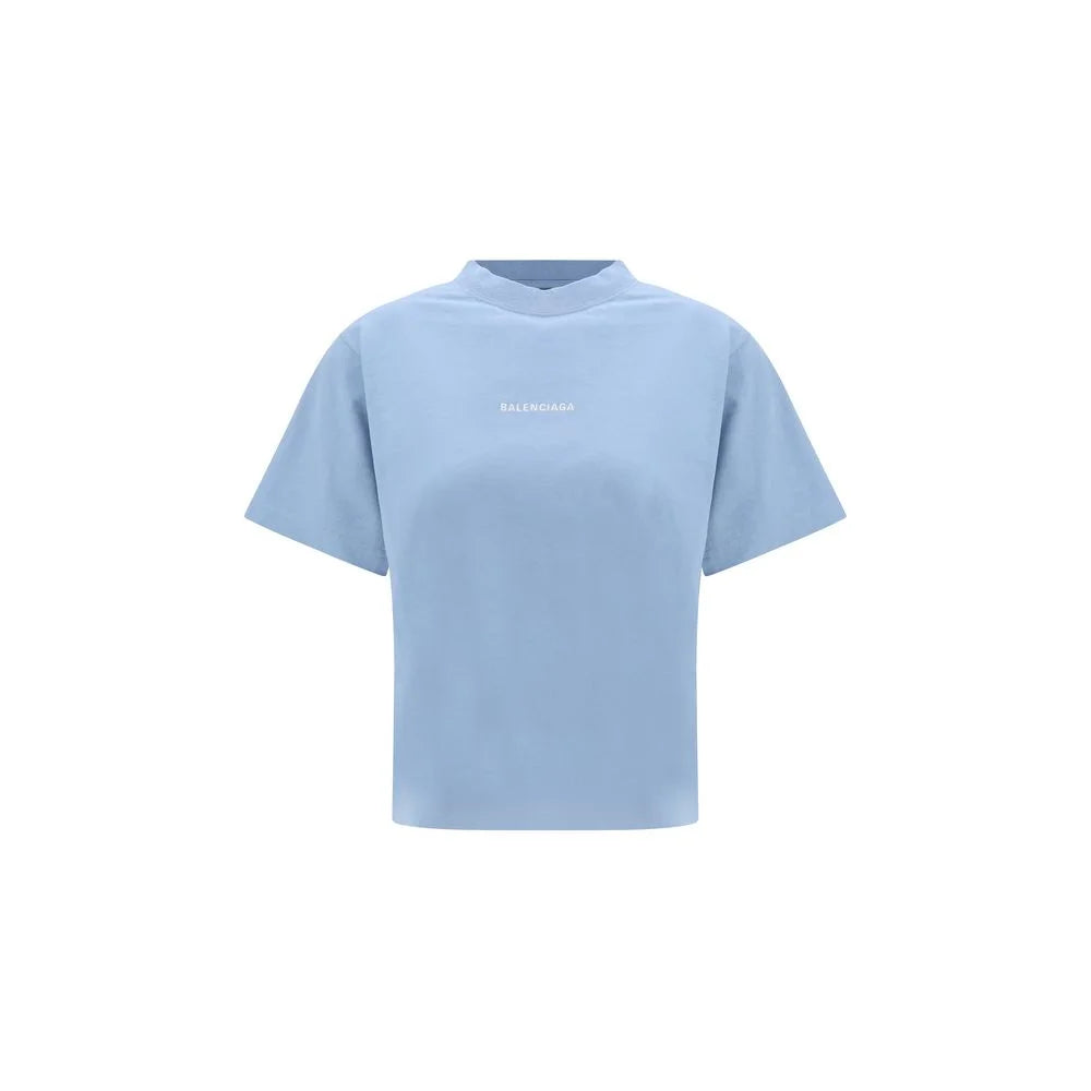 Balenciaga Light Blue Cotton T-Shirt