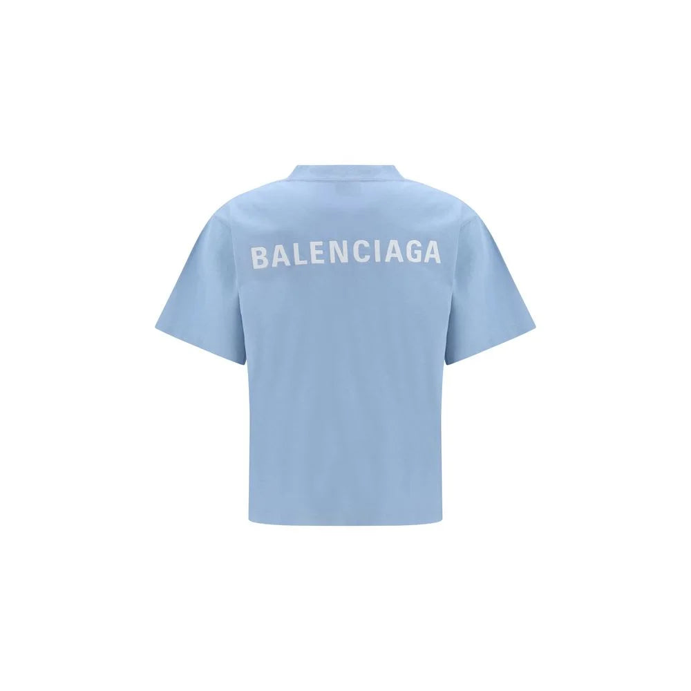 Balenciaga Light Blue Cotton T-Shirt