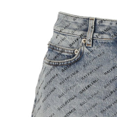 Balenciaga Logo Print Denim Skirt - 40 - Skirts