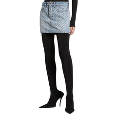 Balenciaga Logo Print Denim Skirt - 40 - Skirts