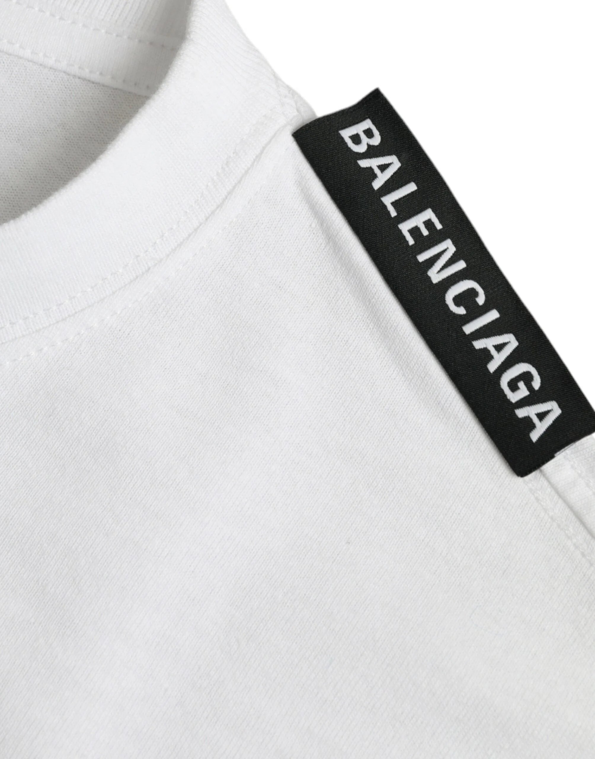 Balenciaga Off White Cotton Jersey Round Neck T-shirt - T-Shirts