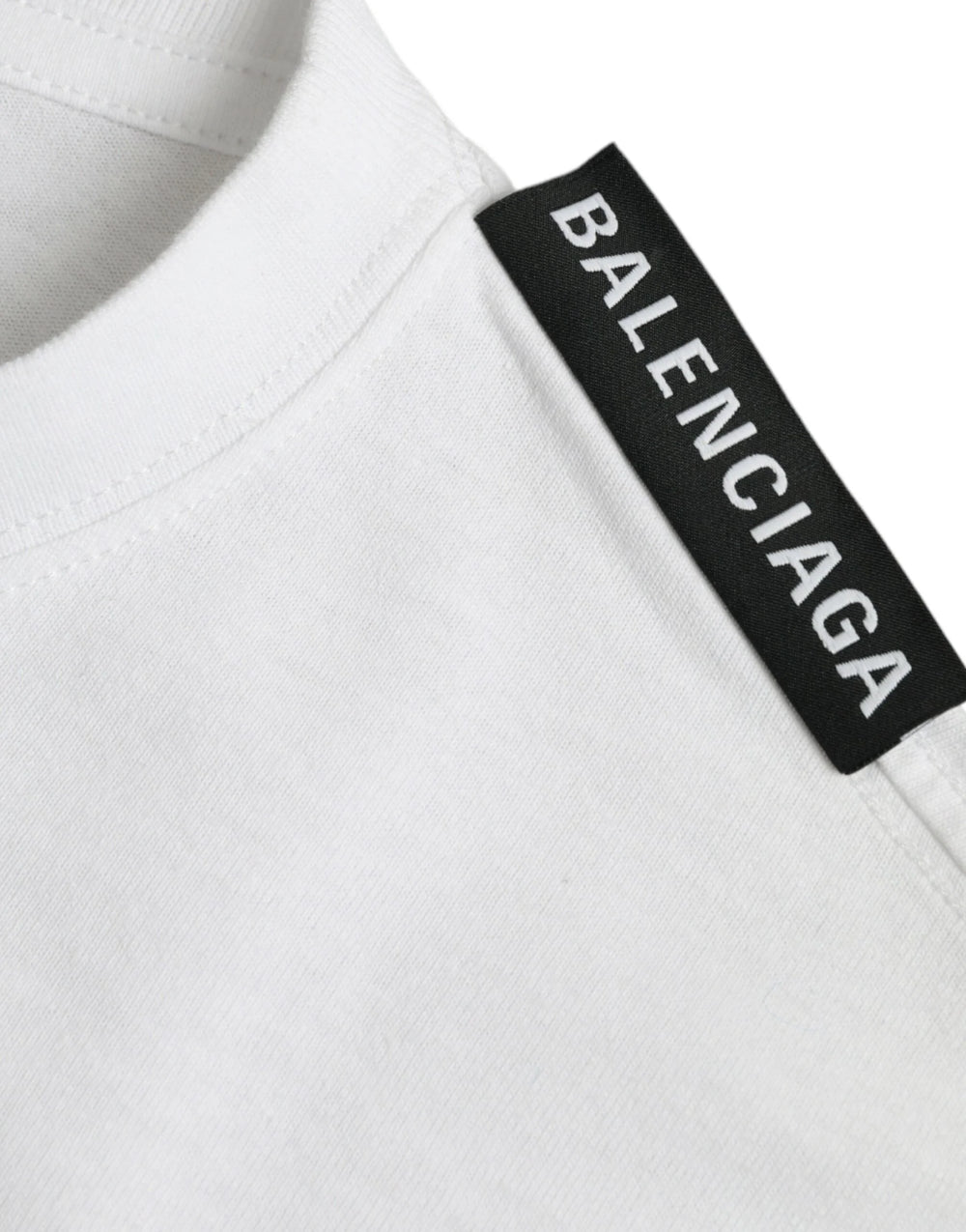 Balenciaga Off White Cotton Jersey Round Neck T-shirt - T-Shirts