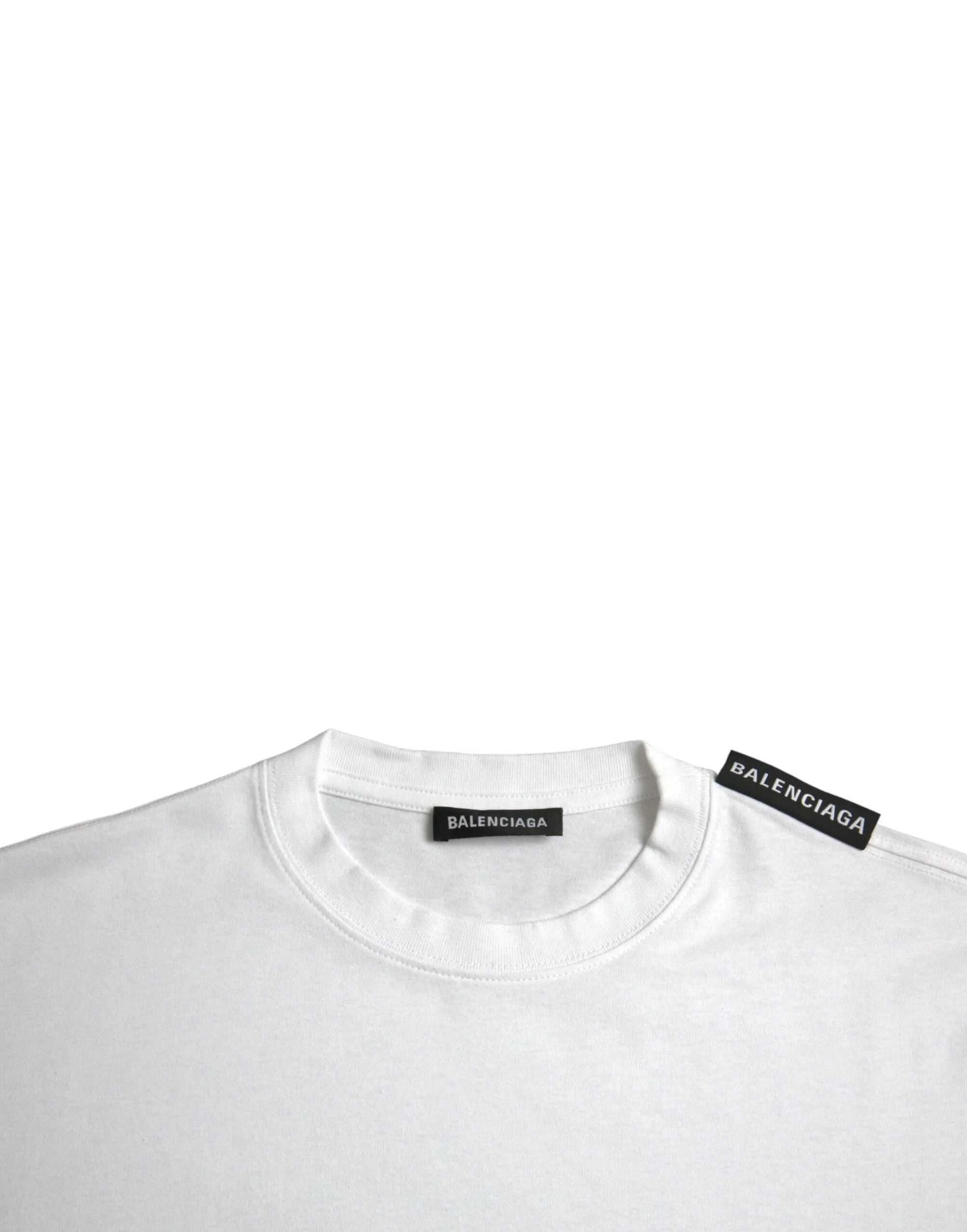 Balenciaga Off White Cotton Jersey Round Neck T-shirt - T-Shirts