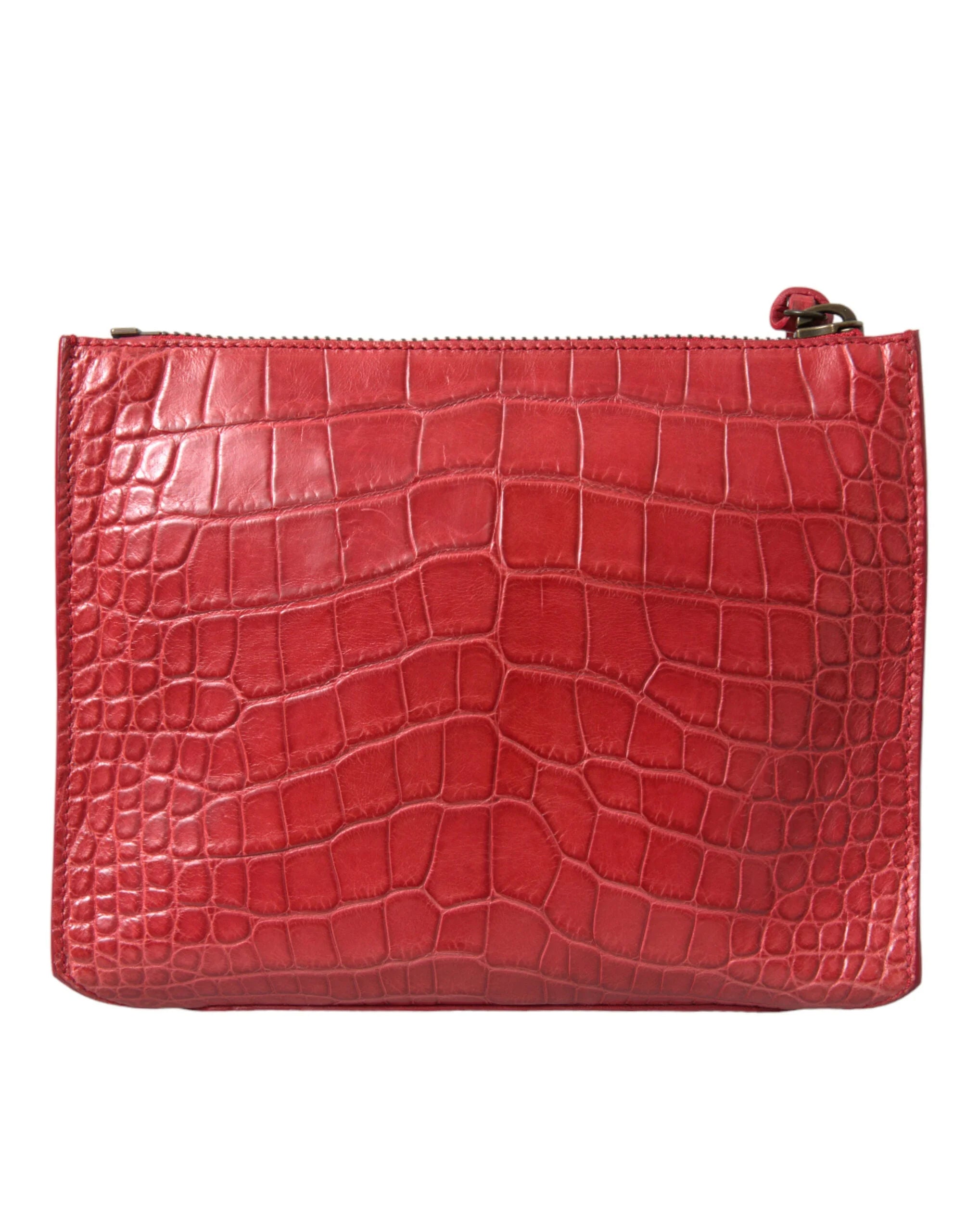 Balenciaga Red Exotic Skin Leather Classic Pouch Purse Wristlet Bag - Clutch Bags