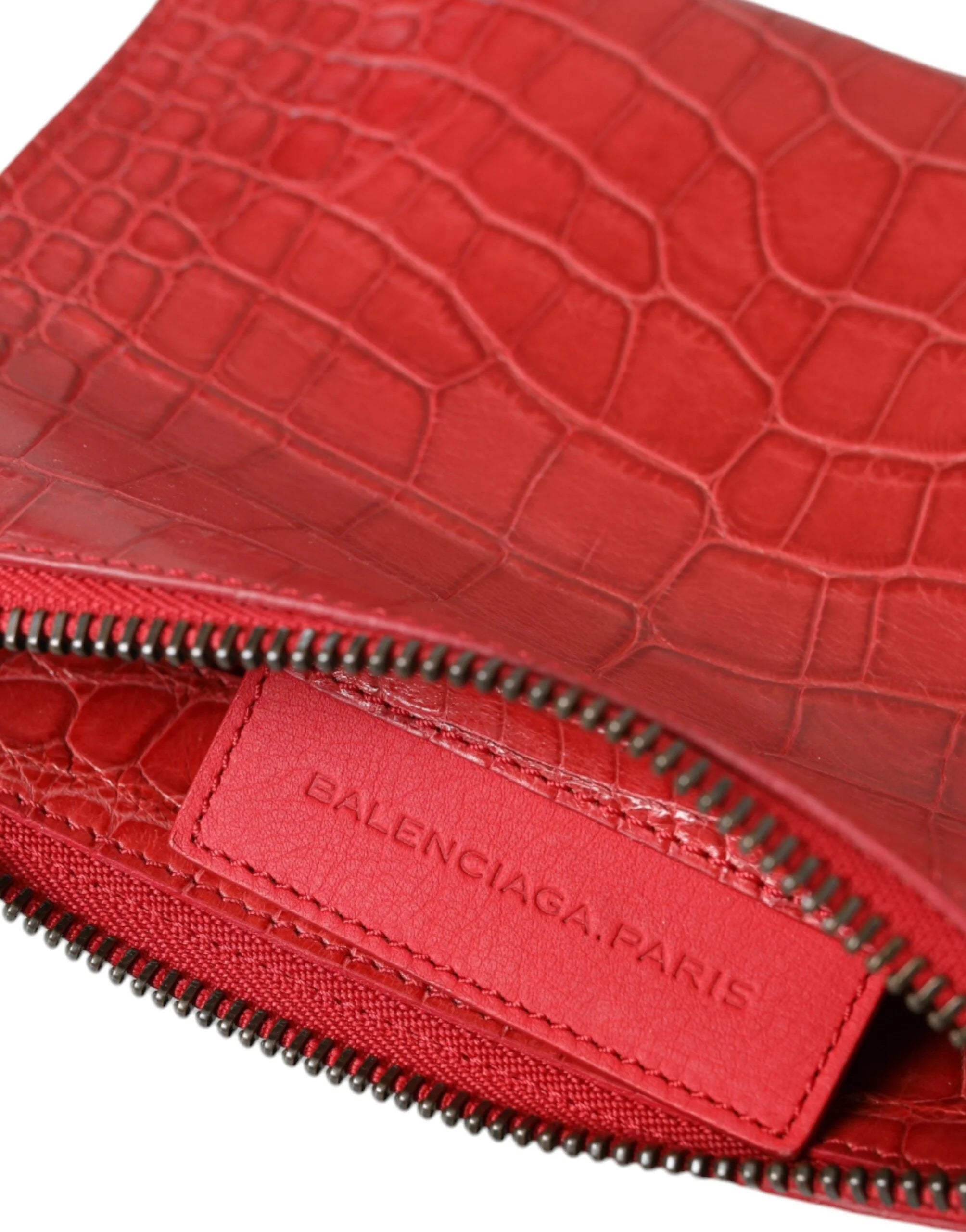 Balenciaga Red Exotic Skin Leather Classic Pouch Purse Wristlet Bag - Clutch Bags