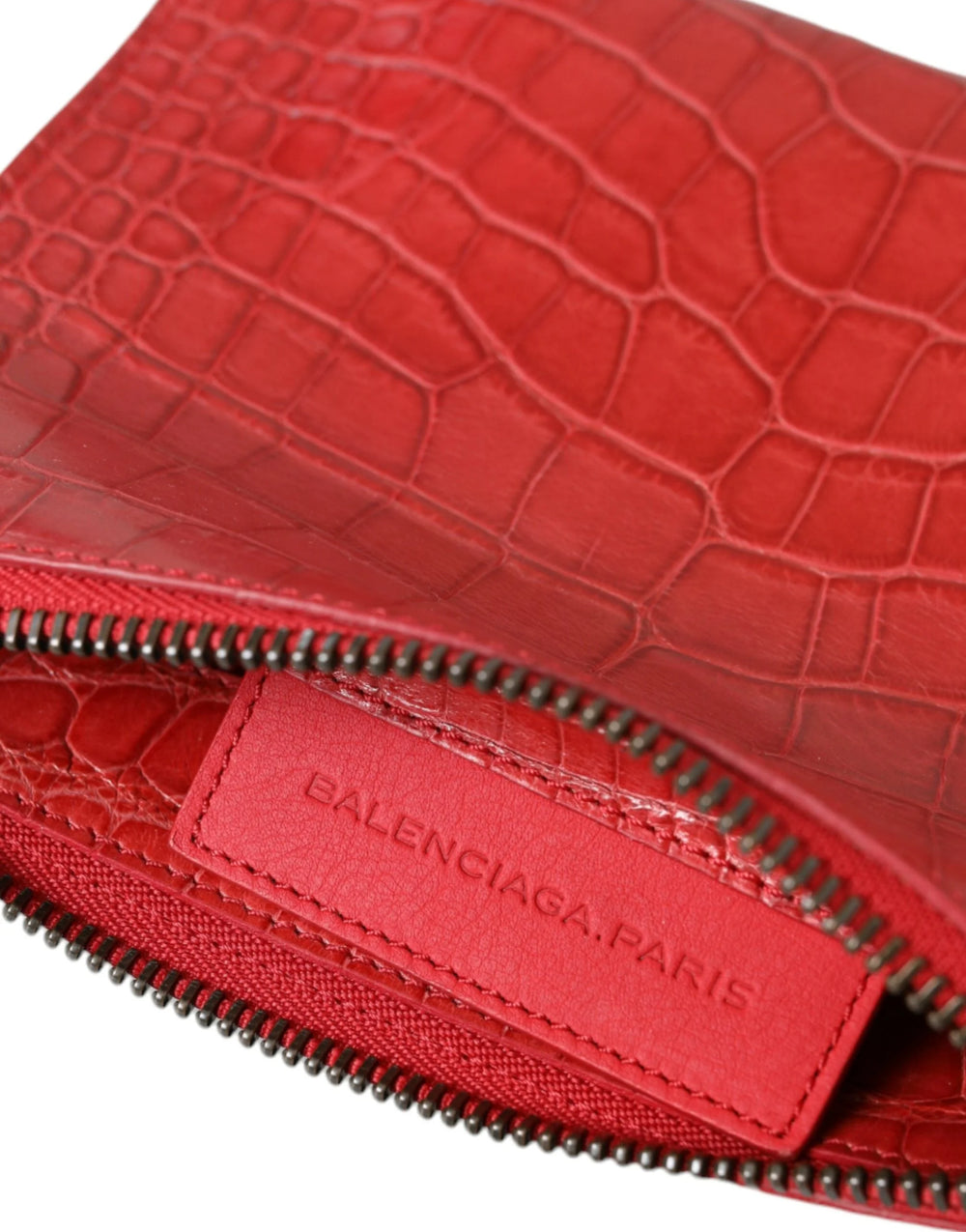 Balenciaga Red Exotic Skin Leather Classic Pouch Purse Wristlet Bag - Clutch Bags