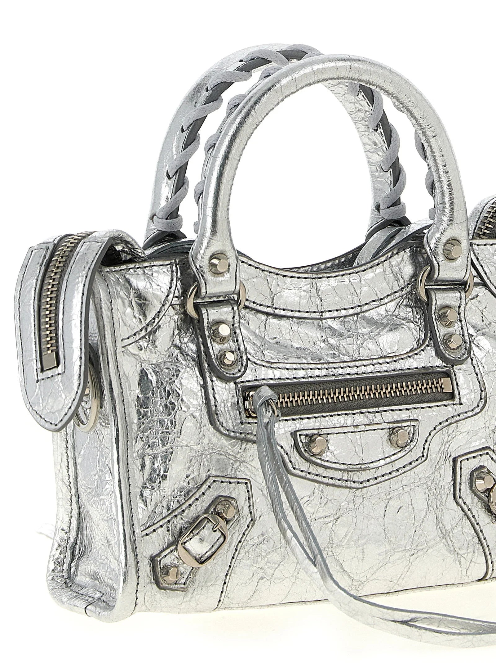 Balenciaga Silver Lamb Leather Crossbody Bag