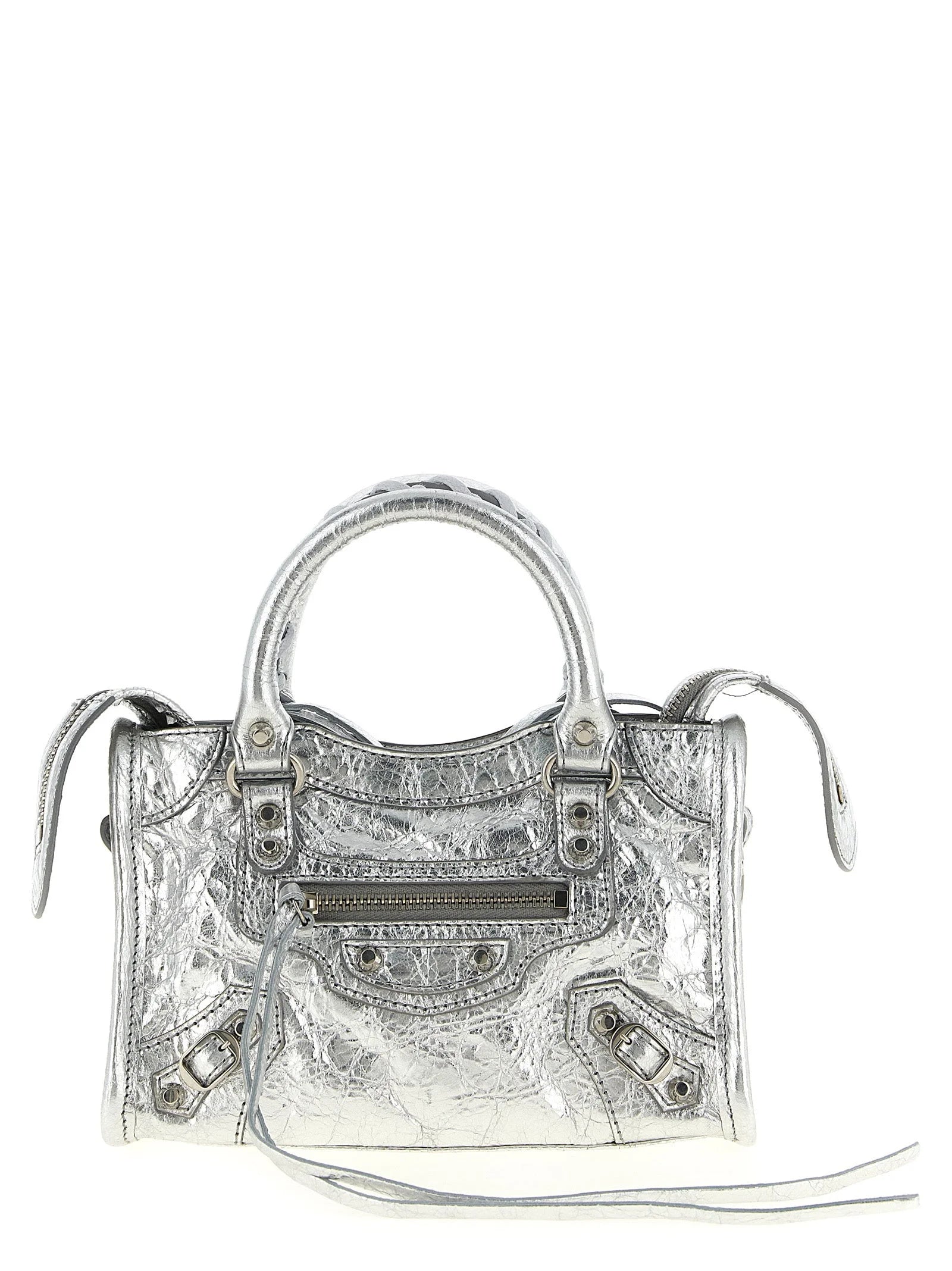 Balenciaga Silver Lamb Leather Crossbody Bag