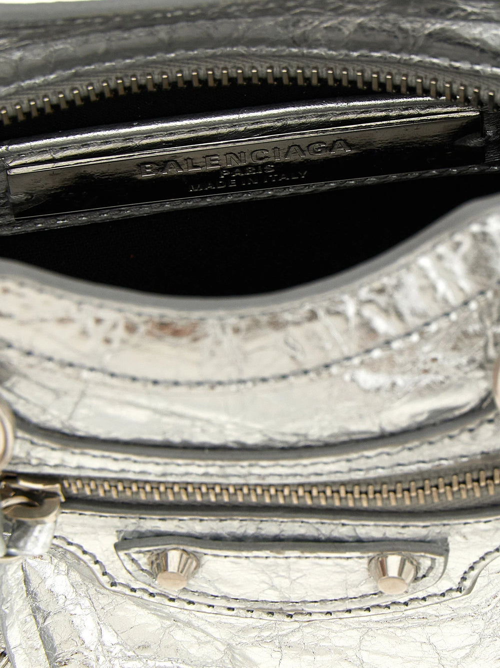 Balenciaga Silver Lamb Leather Crossbody Bag