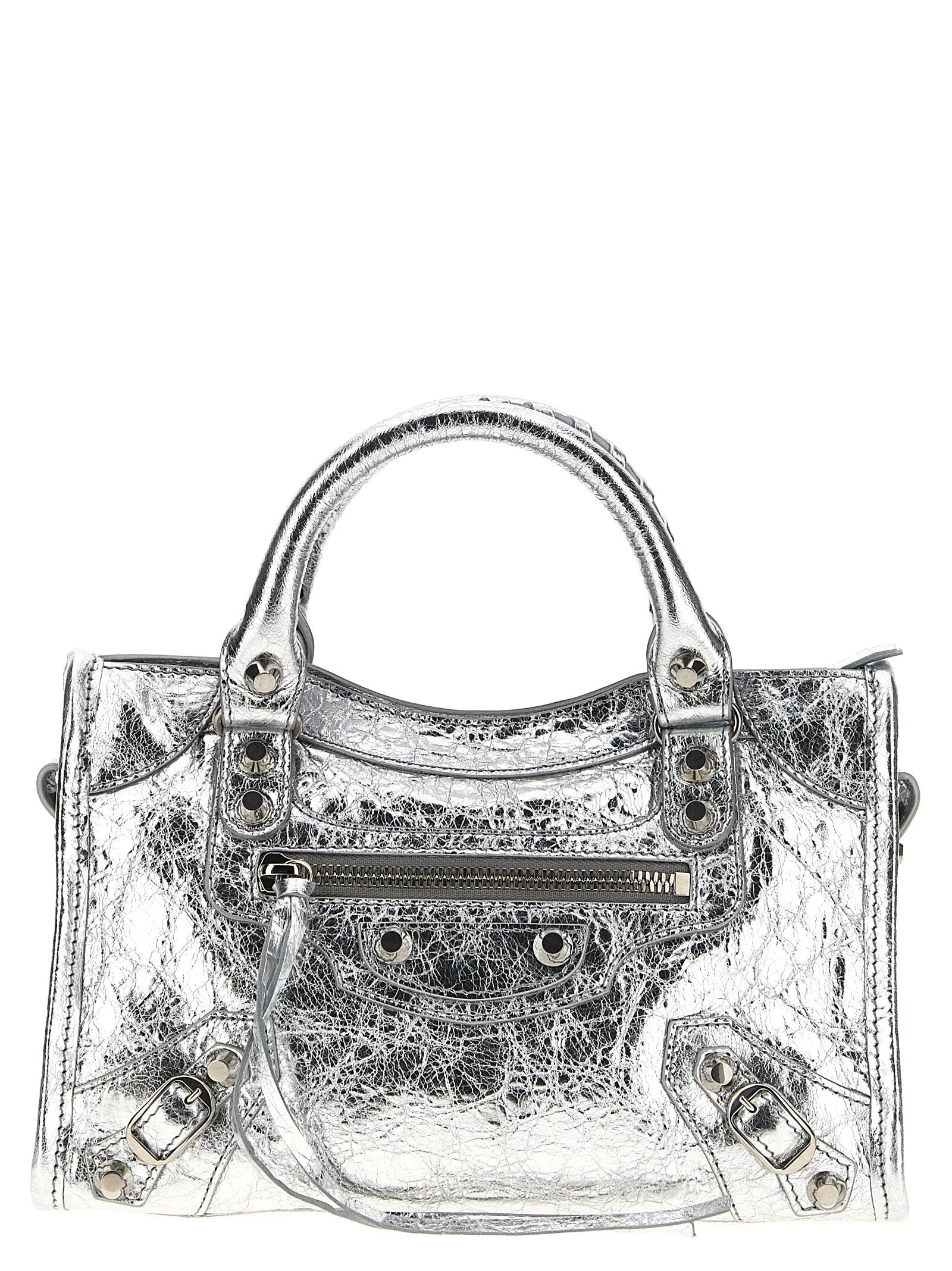 Balenciaga Silver Lamb Leather Handbag