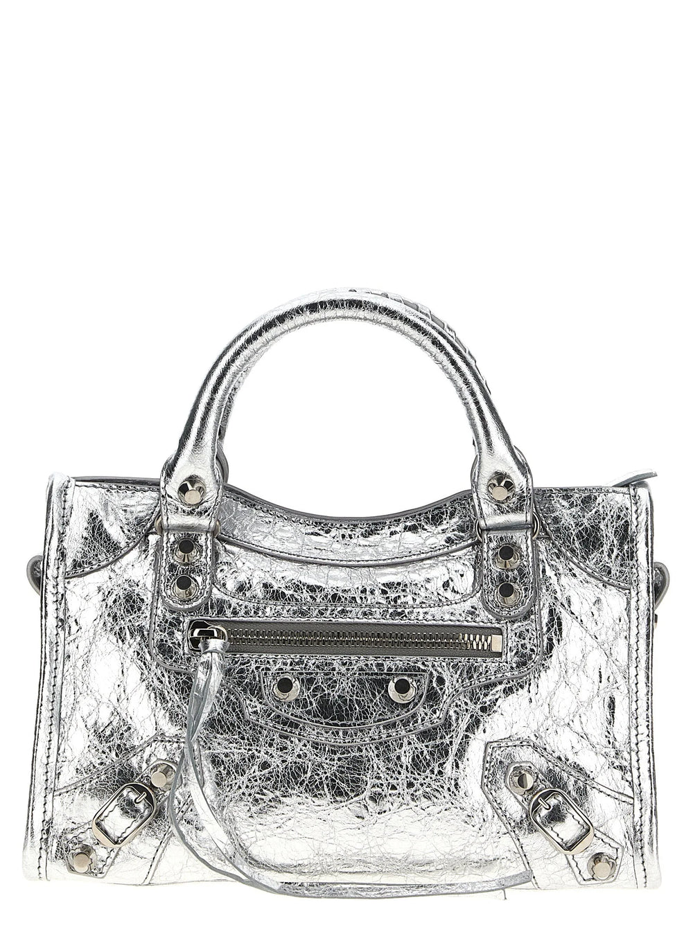 Balenciaga Silver Lamb Leather Handbag