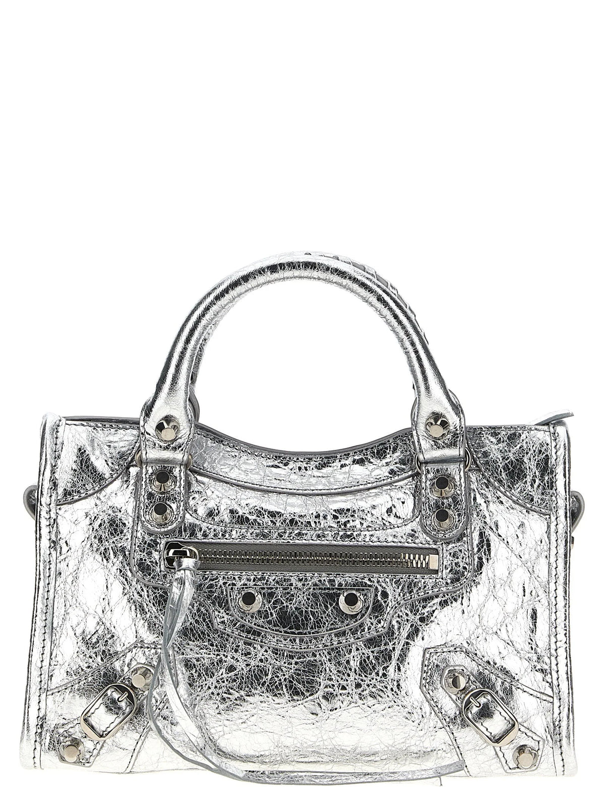 Balenciaga Silver Lamb Leather Handbag