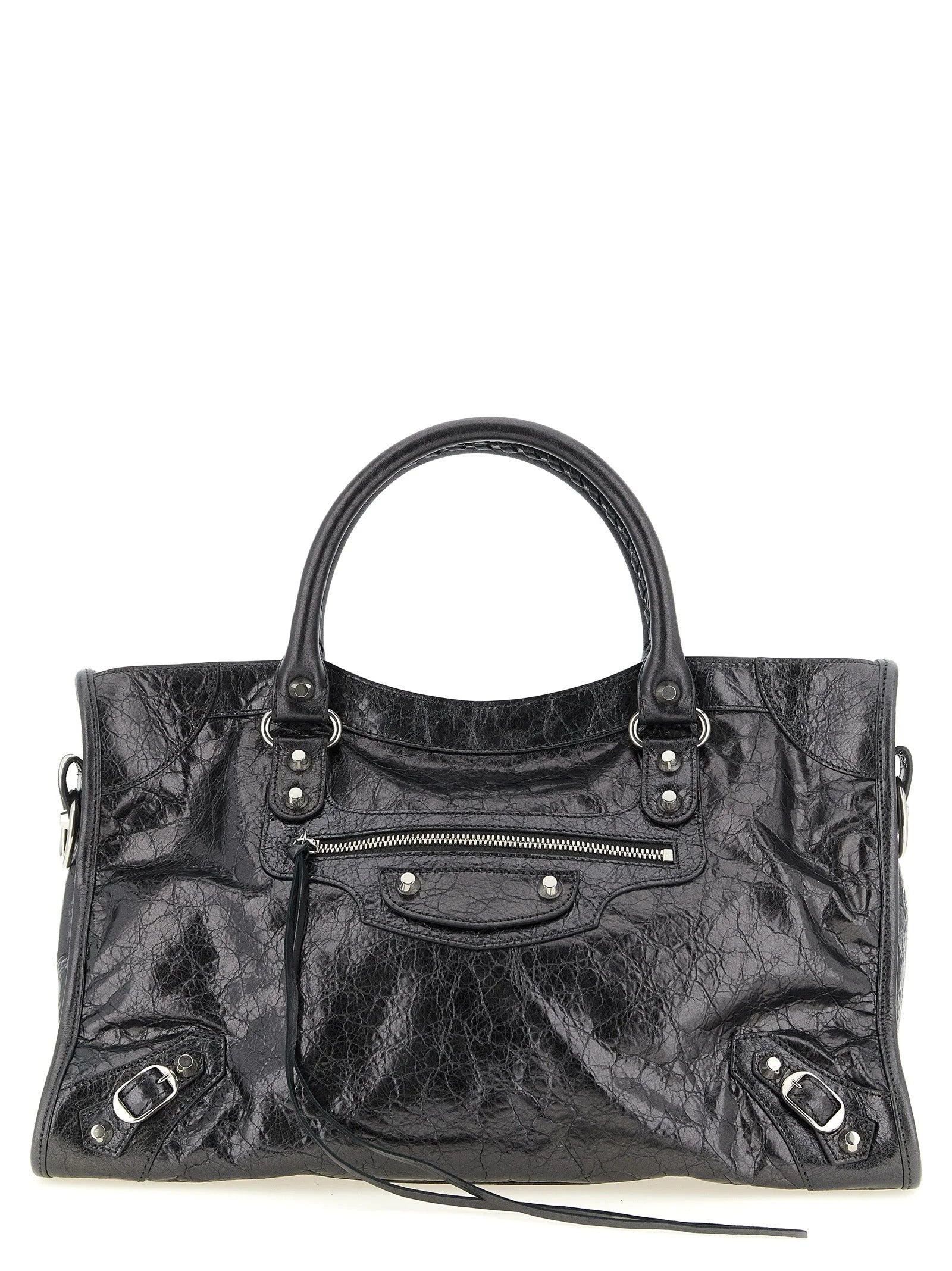 Balenciaga Silver Lamb Leather Handbag
