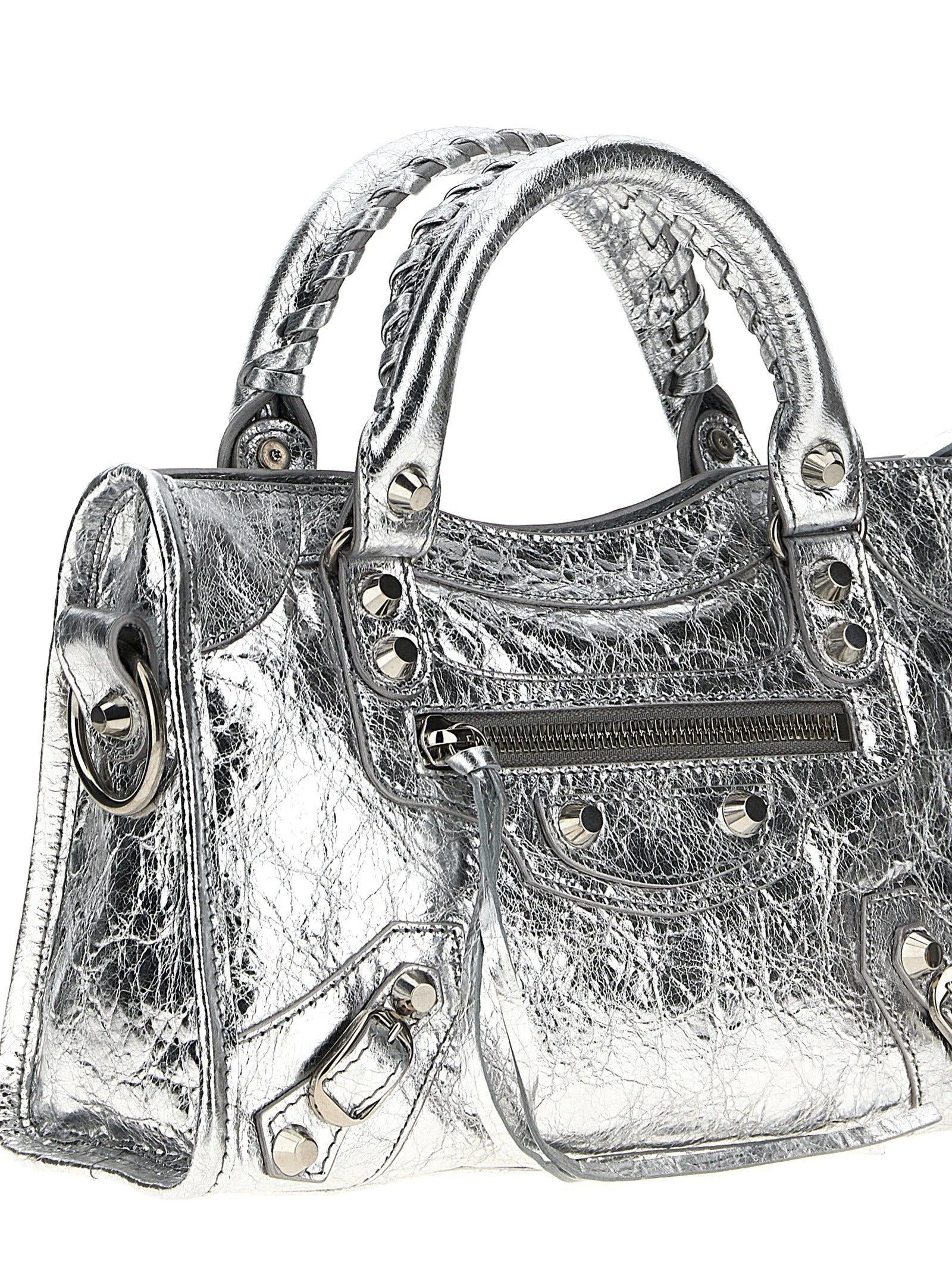 Balenciaga Silver Lamb Leather Handbag