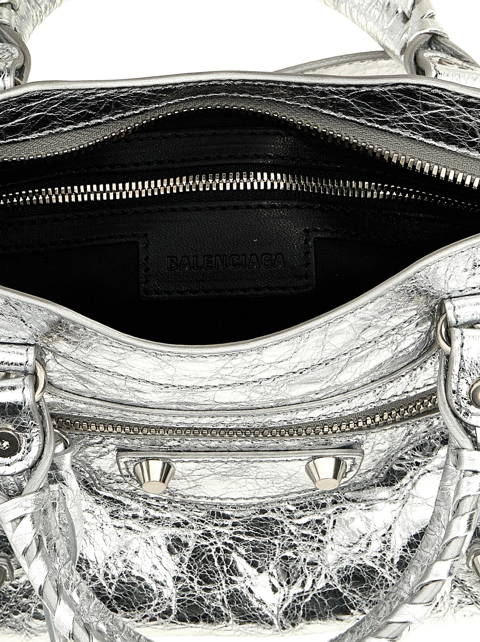 Balenciaga Silver Lamb Leather Handbag
