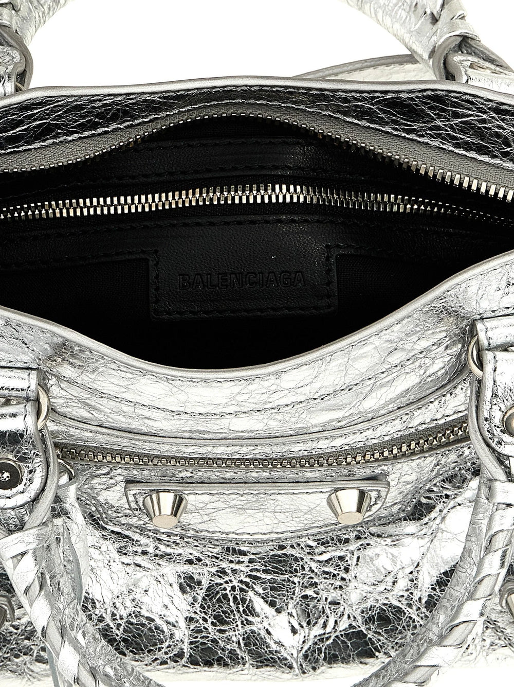 Balenciaga Silver Lamb Leather Handbag