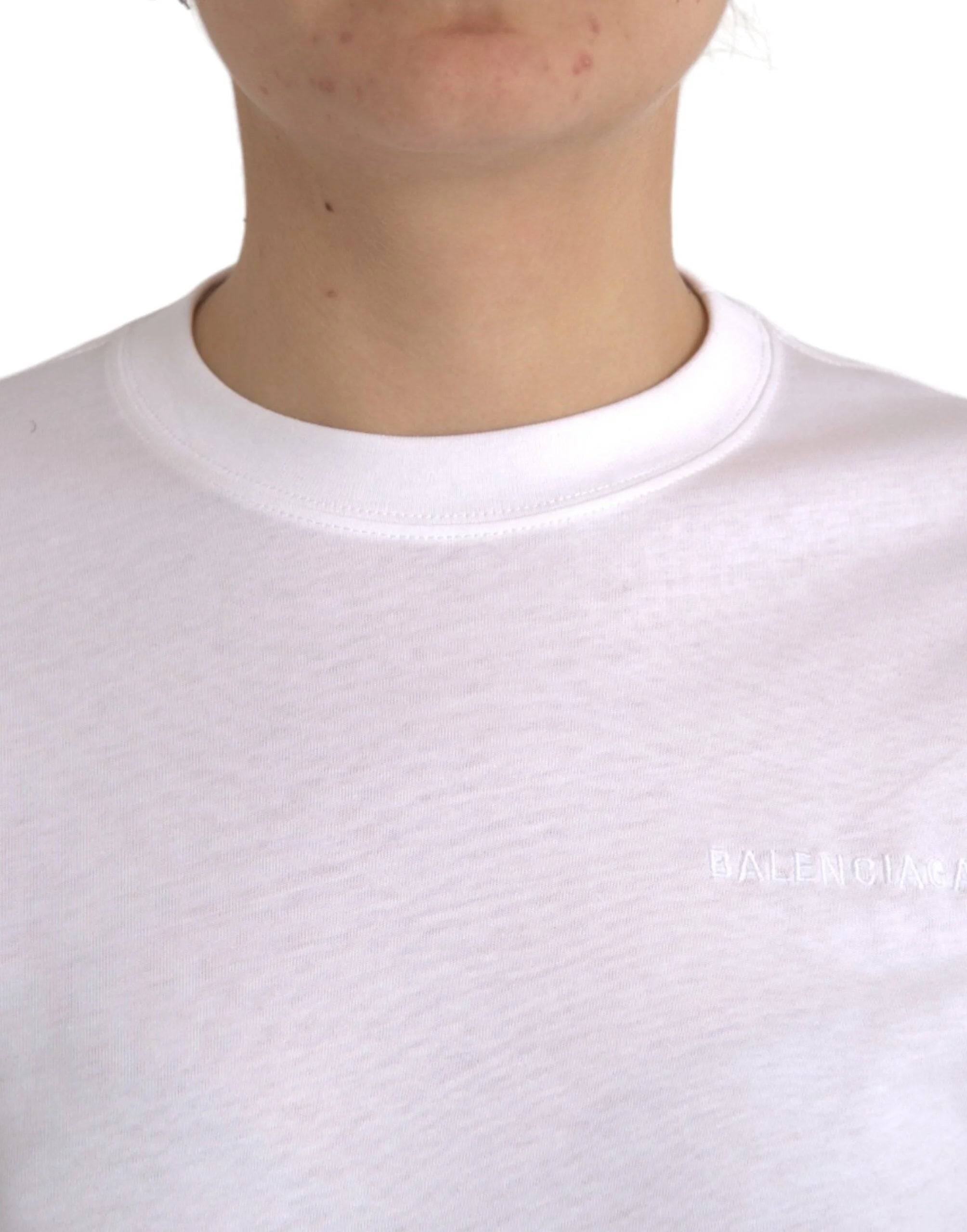 Balenciaga White Cotton Crew Neck Short Sleeves T-shirt - T-Shirts