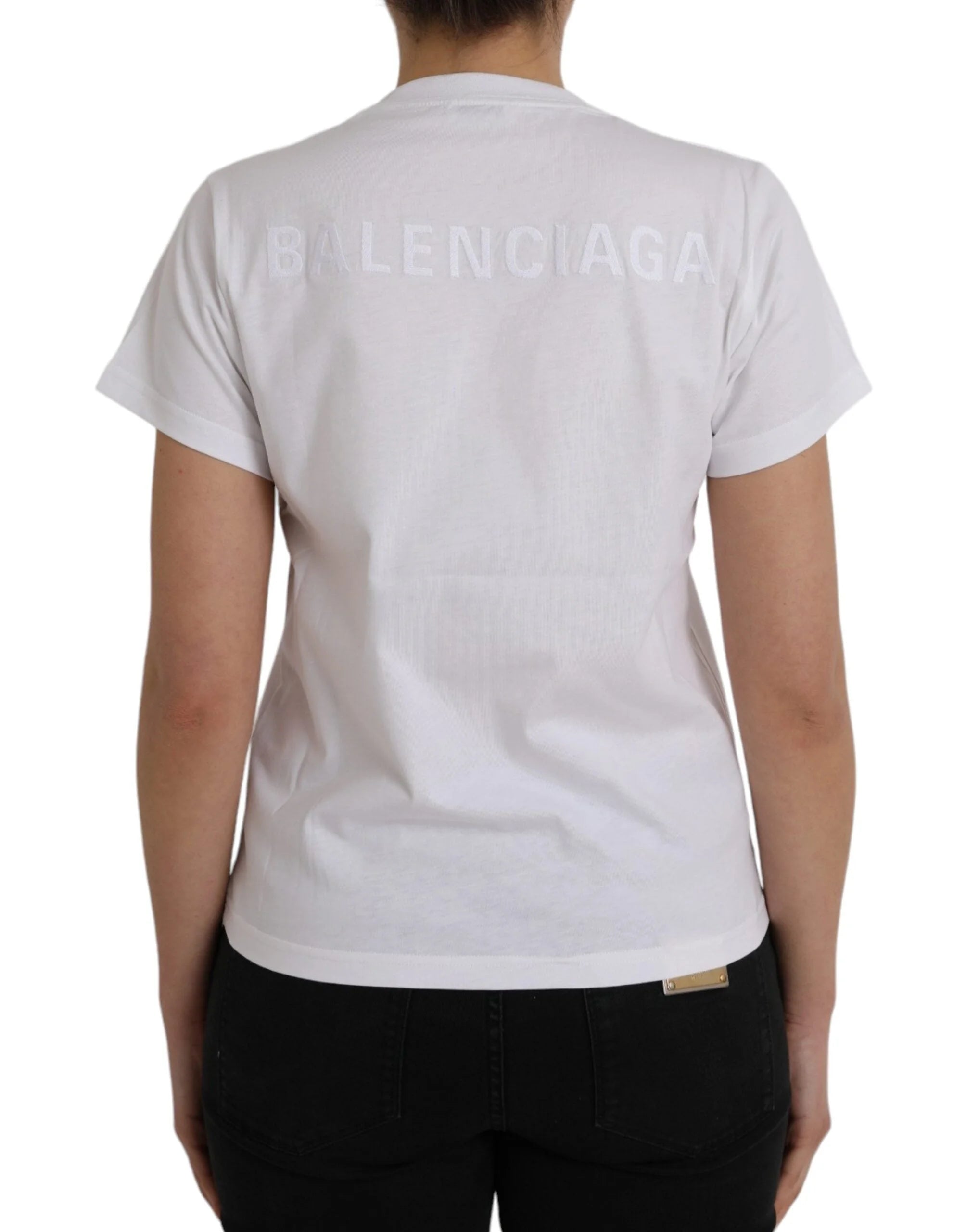 Balenciaga White Cotton Crew Neck Short Sleeves T-shirt - T-Shirts