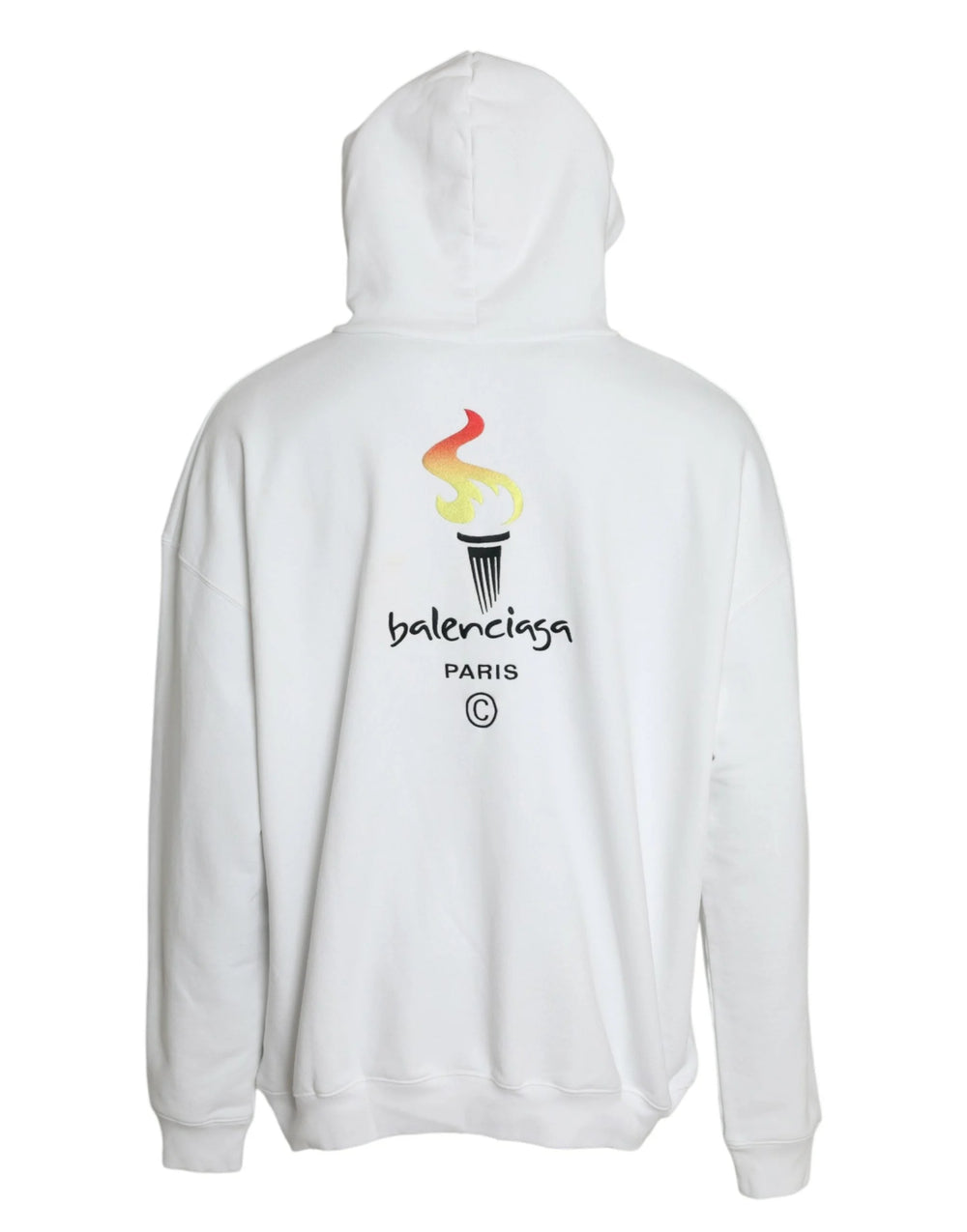 Balenciaga White Cotton Logo Hooded Pullover Sweatshirt Sweater - S - Hoodies