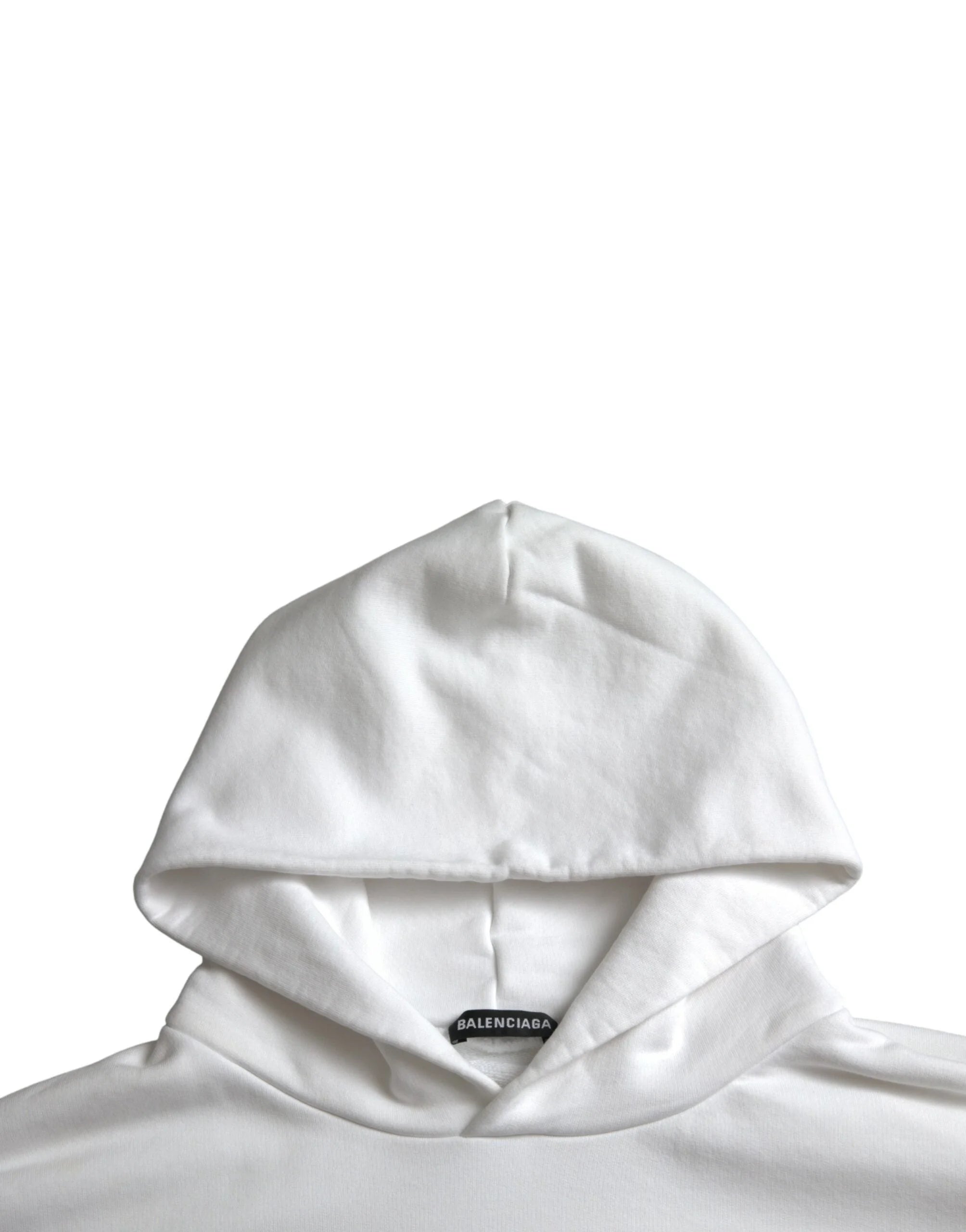 Balenciaga White Cotton Logo Hooded Pullover Sweatshirt Sweater - S - Hoodies