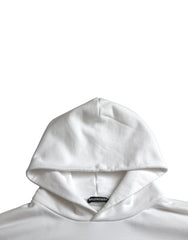 Balenciaga White Cotton Logo Hooded Pullover Sweatshirt Sweater - S - Hoodies