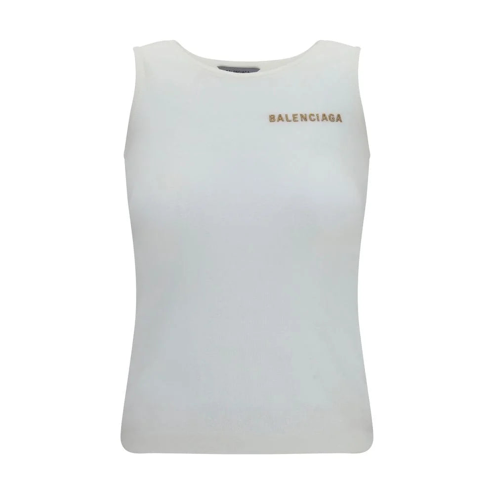 Balenciaga White Cotton Tank Tops