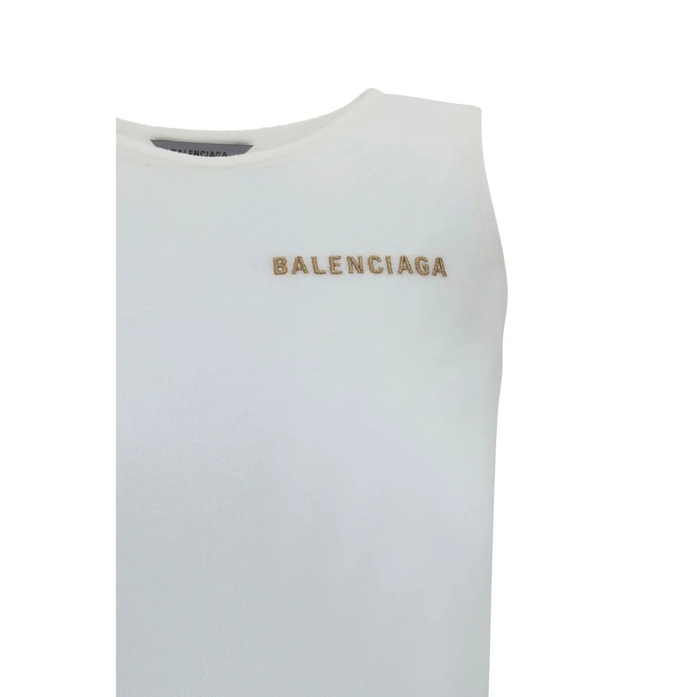 Balenciaga White Cotton Tank Tops