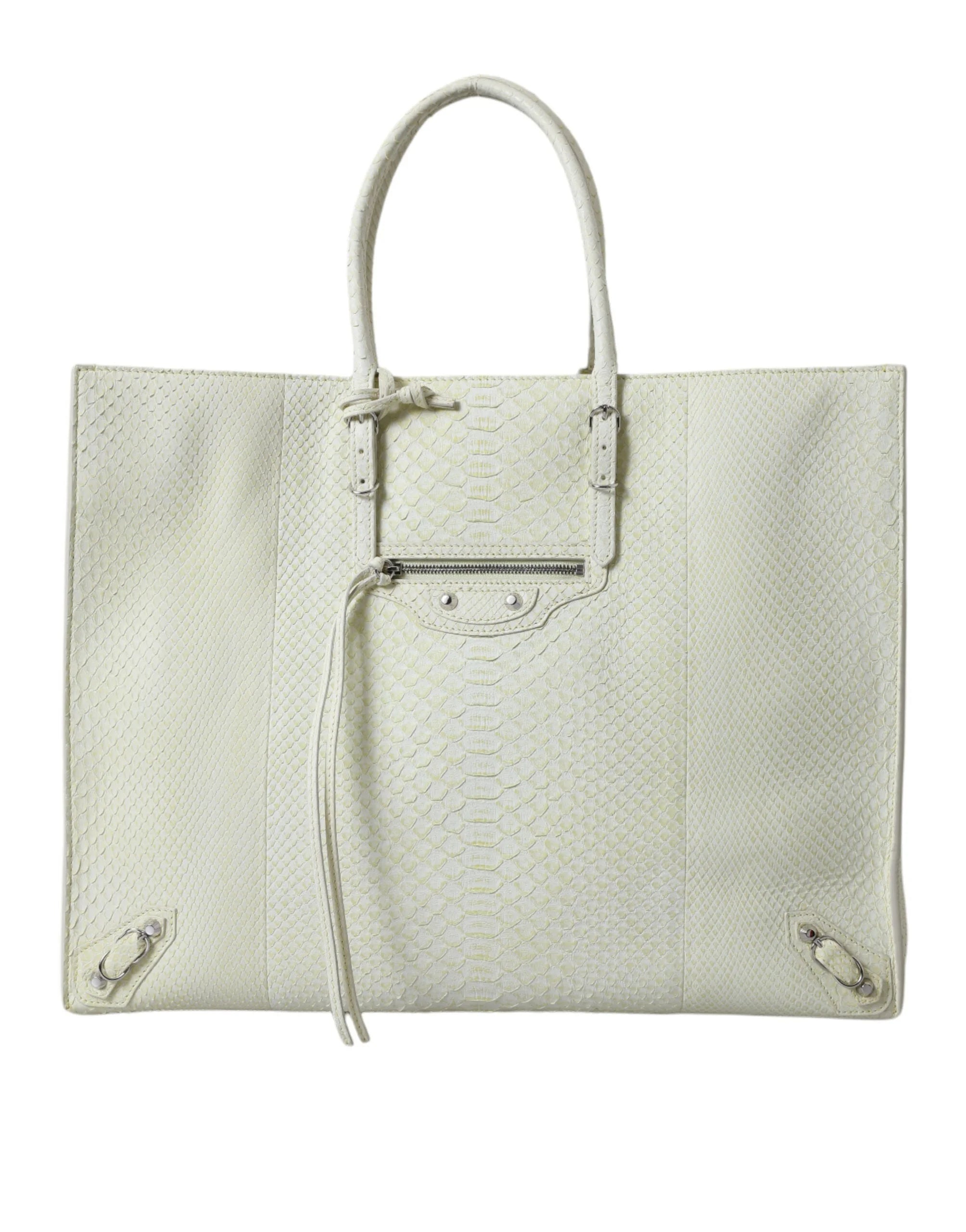 Balenciaga White Yellow Exotic Skin Leather Shopping Tote PAPIER Bag - Shopper Bags